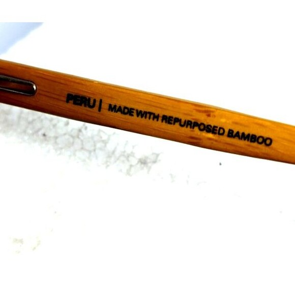 SOLO Peru Women's Sunglass Black And Bamboo Wood Temples Cat Eyes 50-21-140 - Picture 9 of 11